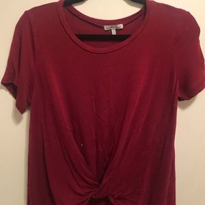 Maroon knot in the front t shirt